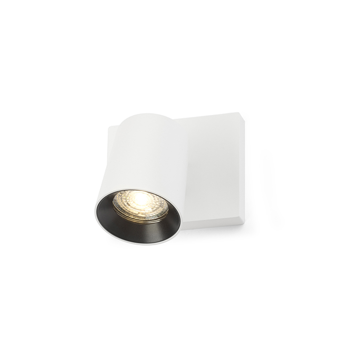 O serie elegantă de spoturi pentru lampă de bază GU10 cu inele de culoare schimbabile, KENNY I montat pe suprafață alb/negru 230V LED 8W