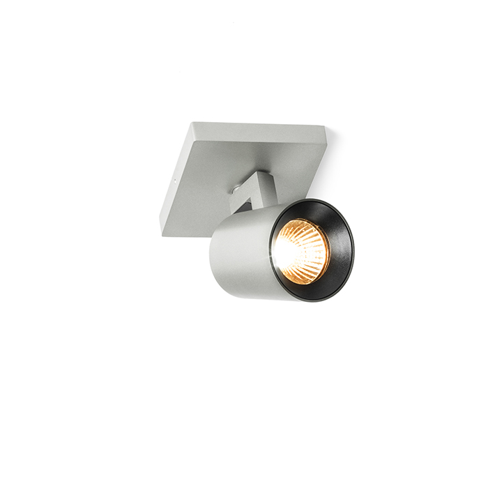 O serie elegantă de spoturi pentru lampă de bază GU10 cu inele de culoare schimbabile, KENNY I montat pe suprafață aluminiu/negru 230V LED 8W