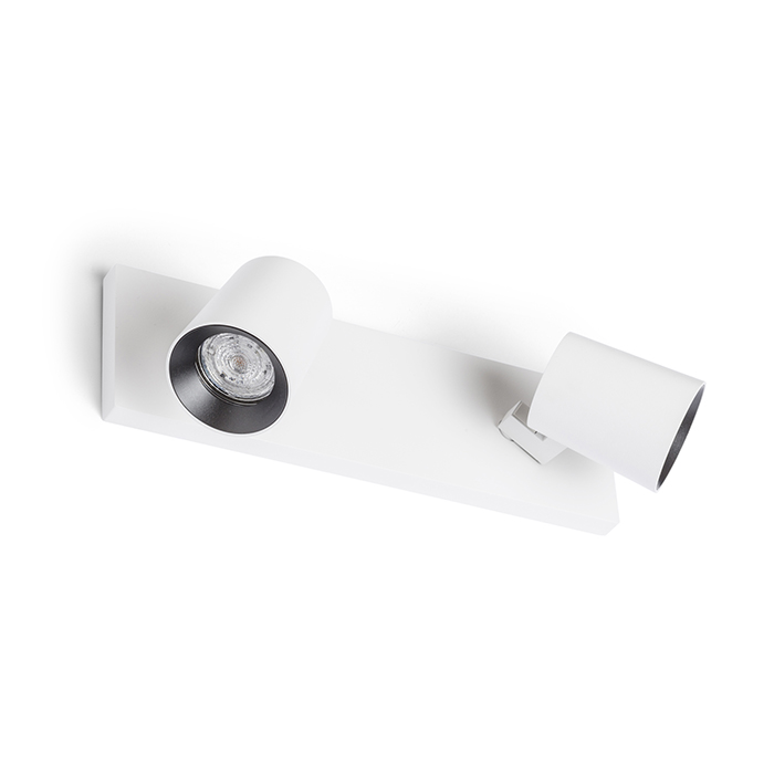 O serie elegantă de spoturi pentru lampă de bază GU10 cu inele de culoare schimbabile, KENNY II montat pe suprafață alb/negru 230V LED 2x8W