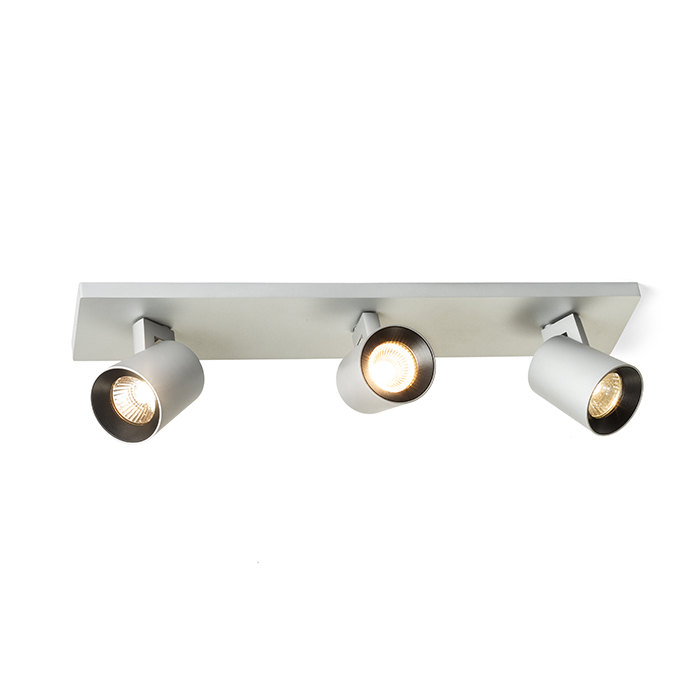 O serie elegantă de spoturi pentru lampă de bază GU10 cu inele de culoare schimbabile, KENNY III montat pe suprafață aluminiu/negru 230V LED 3x8W