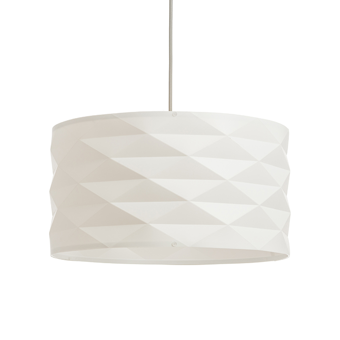 Pandantiv care are o nuantă rotundă din plastic cu textura decorativă suspendat EZRA 40, albe, PVC/gri, 230V, LED, E27, 15W