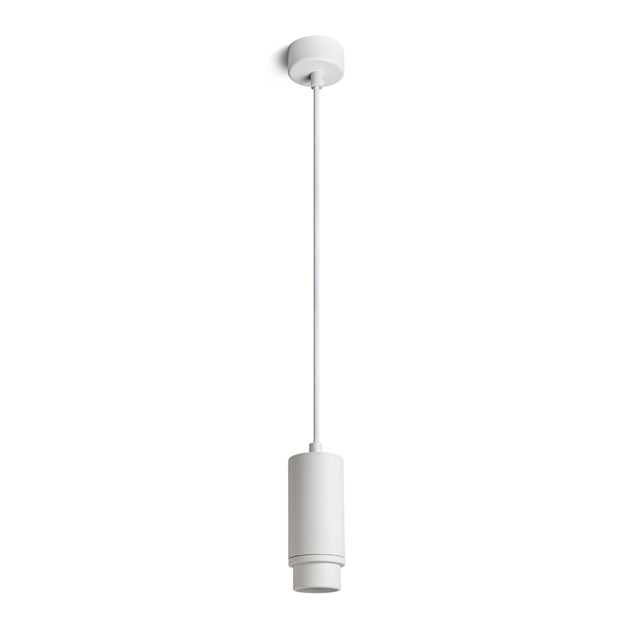 Pandantiv cilindric cu soclu GU10 pentru surse de lumină LED, OPTIMUS ZOOM suspendat alb 230V 9W 10 50°