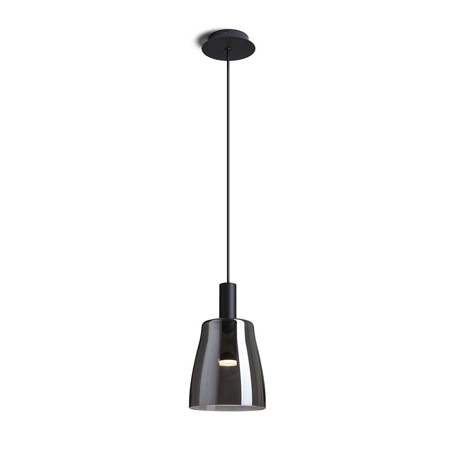 Pandantiv de sticlă cu LED în stil modern, potrivit pentru instalarea peste baruri sau insule de, BELLINI M LED suspendat negru afumată 230V 5W 30° 3000K