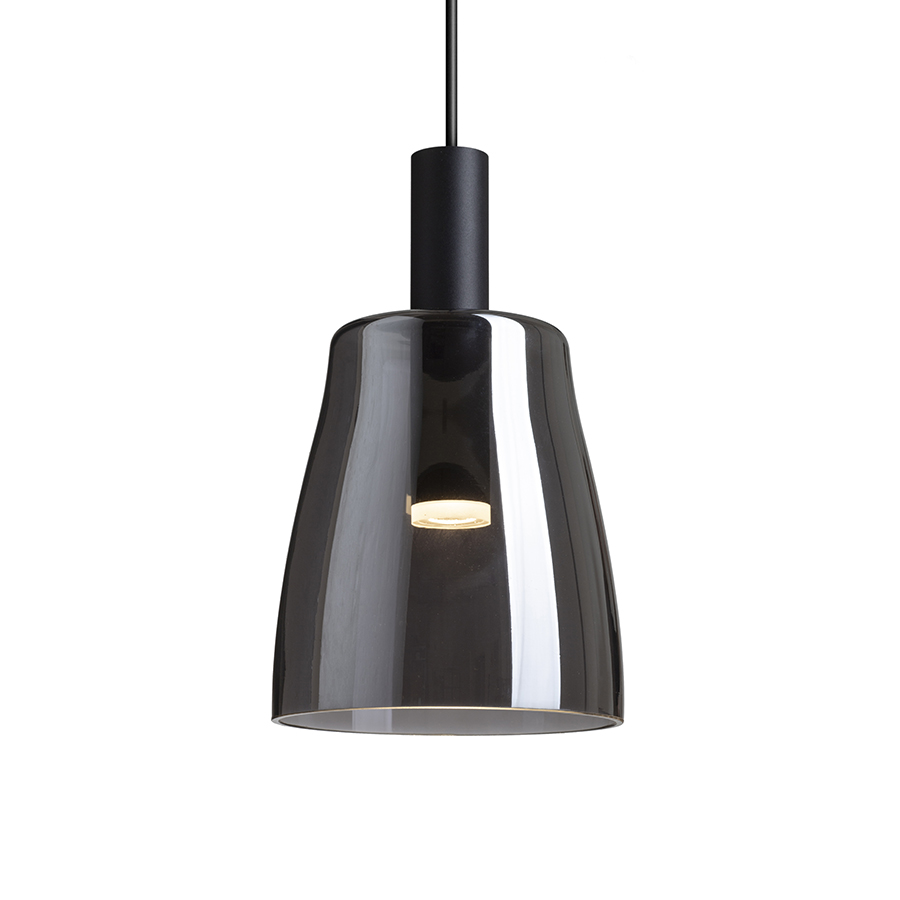 Pandantiv de sticlă cu LED în stil modern, potrivit pentru instalarea peste baruri sau insule de, BELLINI M LED suspendat negru afumată 230V 5W 30° 3000K