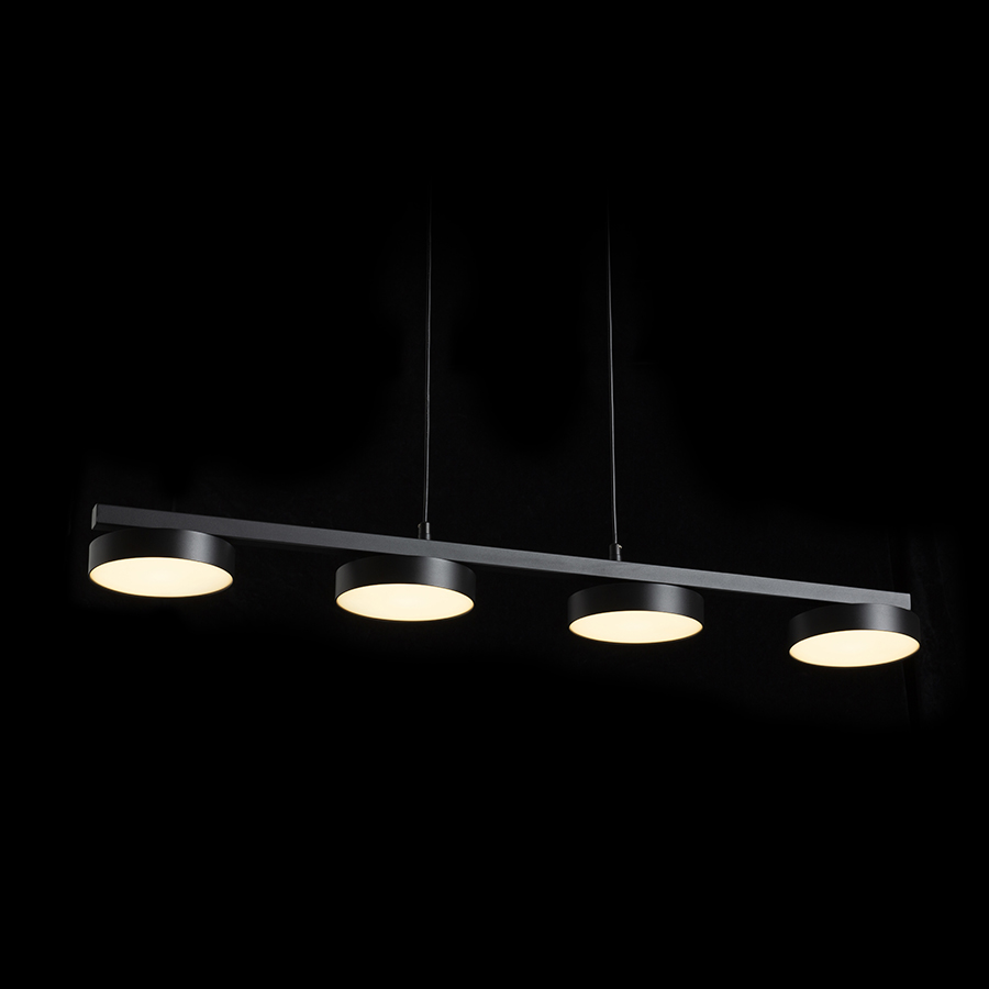 Pandantiv liniar cu multiple surse de lumina LED incorporate pentru iluminare intr-o singura, ARETHA IV suspendat negru 230V 4x12W 3000K