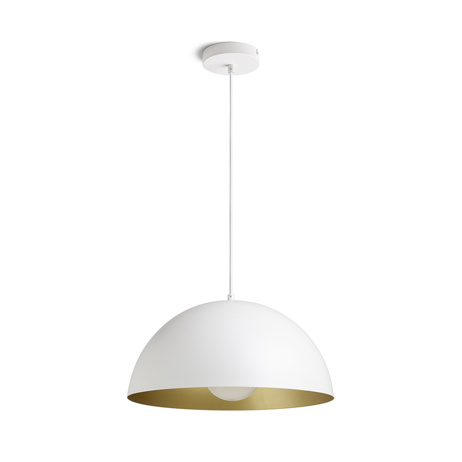 Pandantiv cu abajur metalic, disponibil in diverse combinatii de culori cu soclu pentru surse de, GLADYS 40 suspendat alb/auriu 230V LED E27 30W