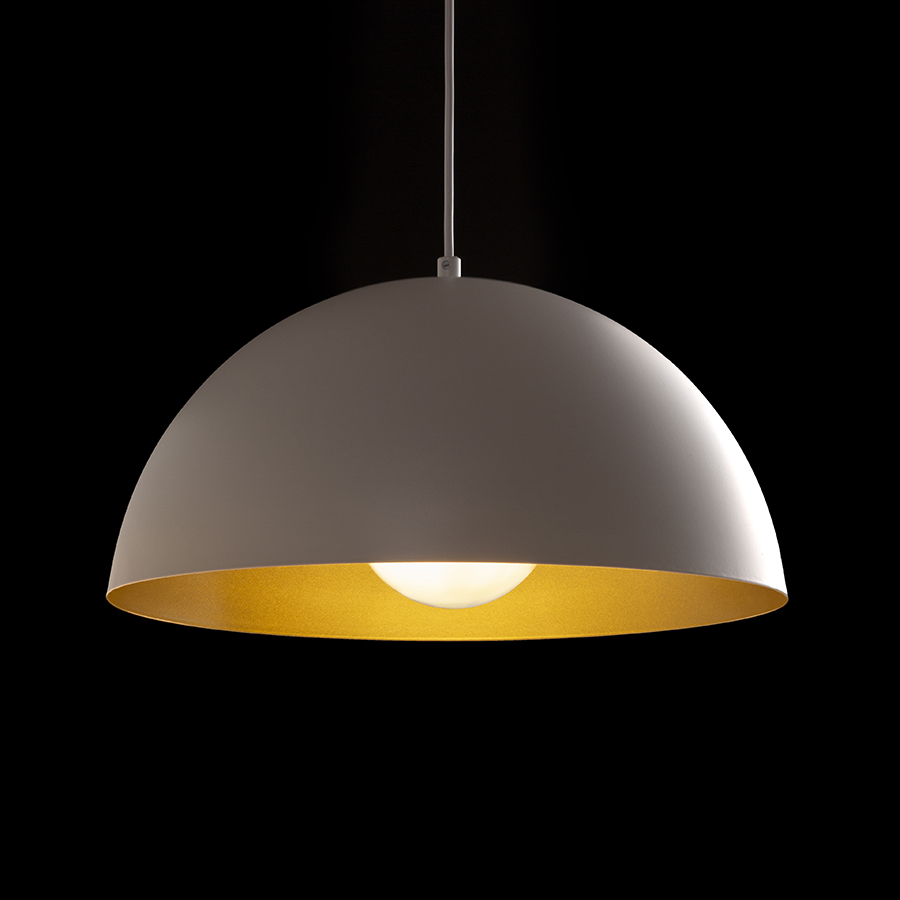 Pandantiv cu abajur metalic, disponibil in diverse combinatii de culori cu soclu pentru surse de, GLADYS 40 suspendat alb/auriu 230V LED E27 30W