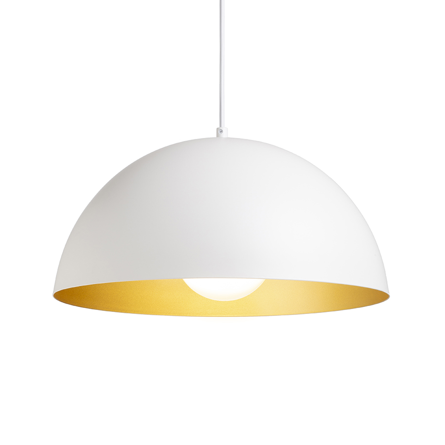 Pandantiv cu abajur metalic, disponibil in diverse combinatii de culori cu soclu pentru surse de, GLADYS 40 suspendat alb/auriu 230V LED E27 30W