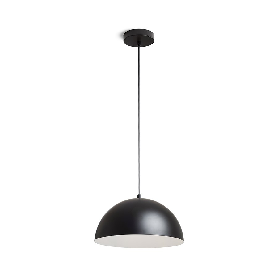 Pandantiv cu abajur metalic, disponibil in diverse culori cu soclu pentru surse de iluminat E27, GLADYS 30 suspendat negru/alb 230V LED 15W