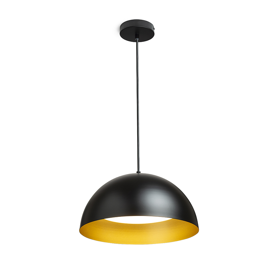 Pandantiv cu abajur metalic, disponibil in diverse combinatii de culori cu soclu pentru surse de, GLADYS 40 suspendat negru/auriu 230V LED E27 30W