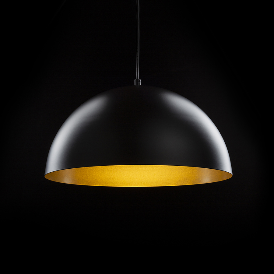 Pandantiv cu abajur metalic, disponibil in diverse combinatii de culori cu soclu pentru surse de, GLADYS 40 suspendat negru/auriu 230V LED E27 30W