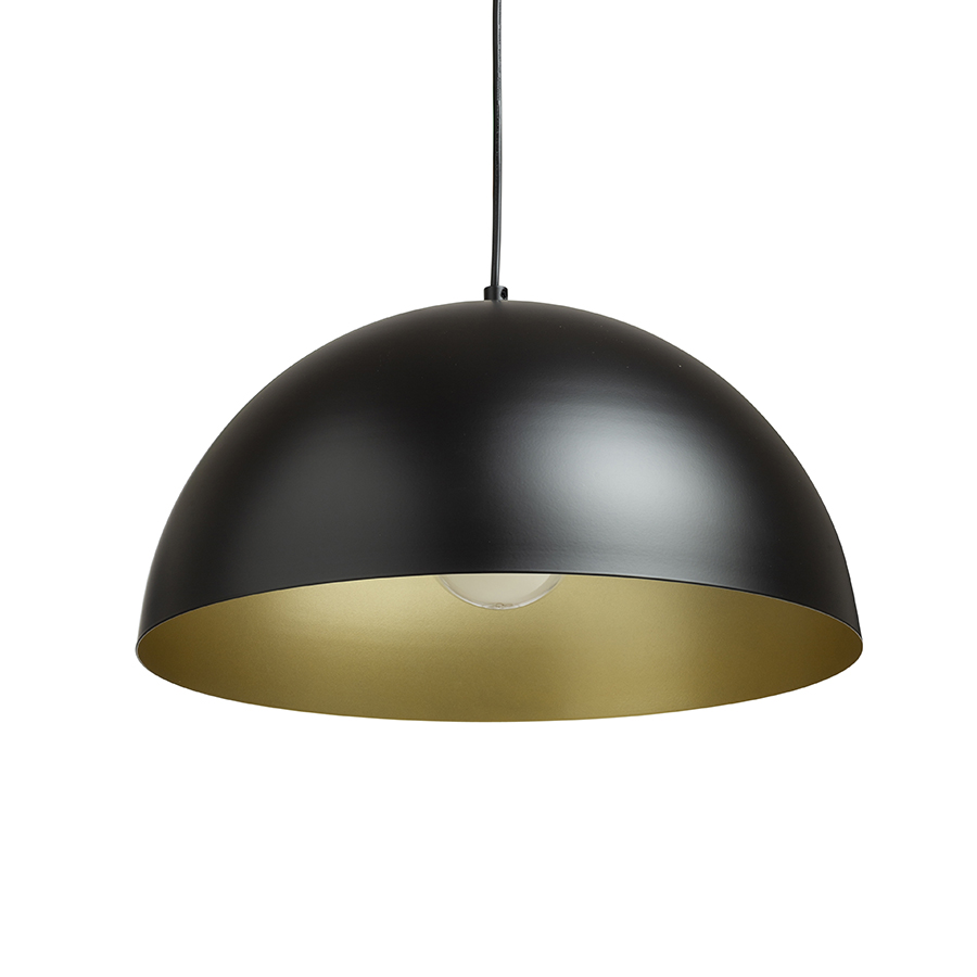 Pandantiv cu abajur metalic, disponibil in diverse combinatii de culori cu soclu pentru surse de, GLADYS 40 suspendat negru/auriu 230V LED E27 30W