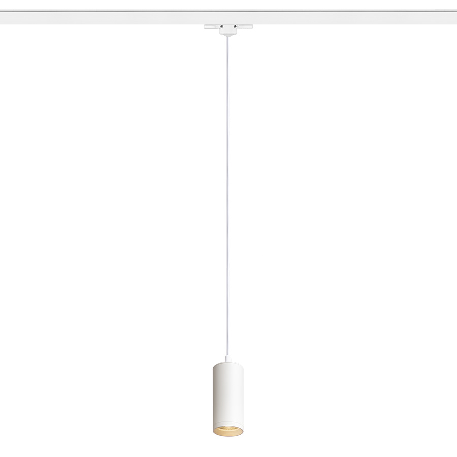 Pandantiv cilindric minimalist pentru surse de lumina GU10 pe baza rotunda, BELENOS pentru șină cu 3-circuite suspendat alb 230V LED 9W