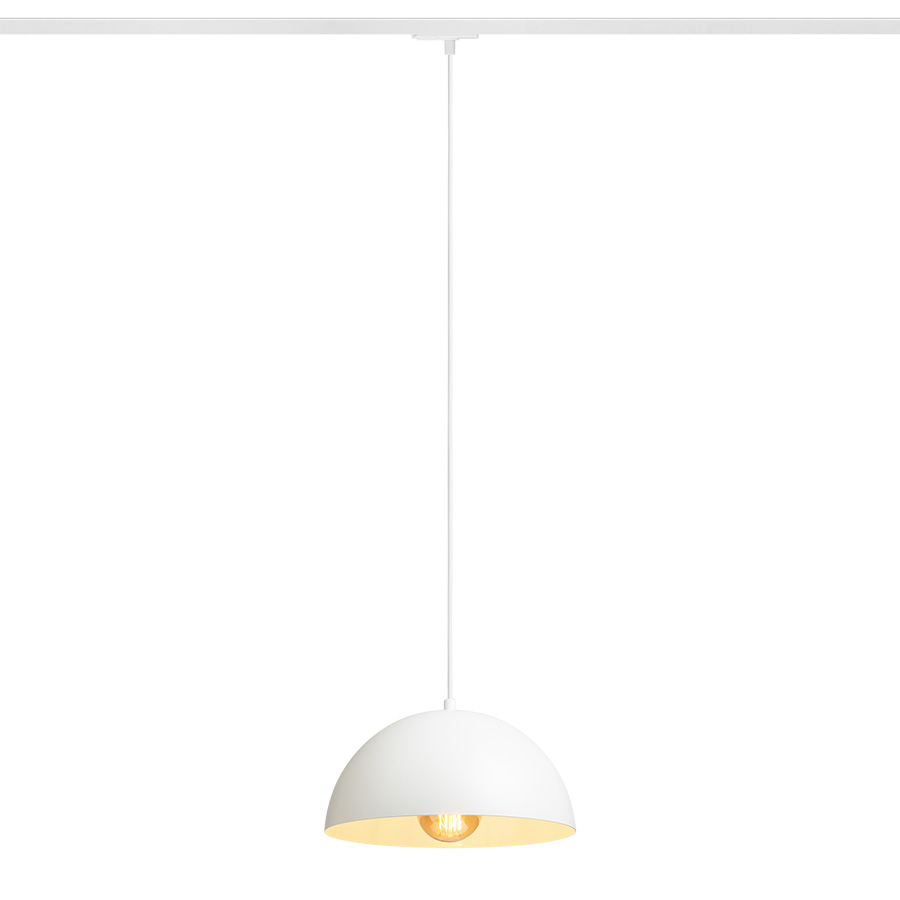 Pandantiv cu abajur metalic, disponibil in diverse combinatii de culori cu soclu pentru surse de, GLADYS 30 șină cu 1 circuit alb/alb 230V LED E27 15W