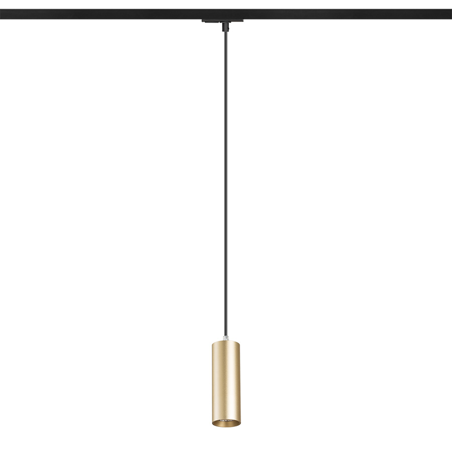 Pandantiv LED elegant in forma de tub potrivit peste blat de bar sau insule de bucatarie, MAVRO pentru șină cu 1-circuit suspendat auriu 230V 12W 38° 3000K
