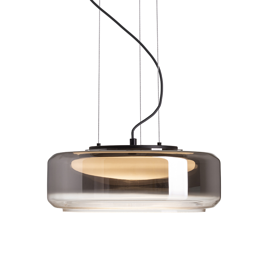 Pandantiv de designer cu LED-uri si abajururi din sticlă incorporate, cu o sticlă fumurie, NAOMI 35 suspendat afumată/sticlă mată/negru 230V LED 18W 3000K