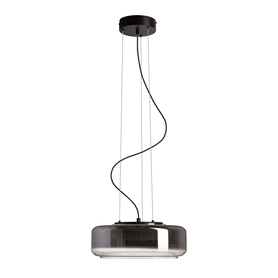 Pandantiv de designer cu LED-uri si abajururi din sticlă incorporate, cu o sticlă fumurie, NAOMI 35 suspendat afumată/sticlă mată/negru 230V LED 18W 3000K
