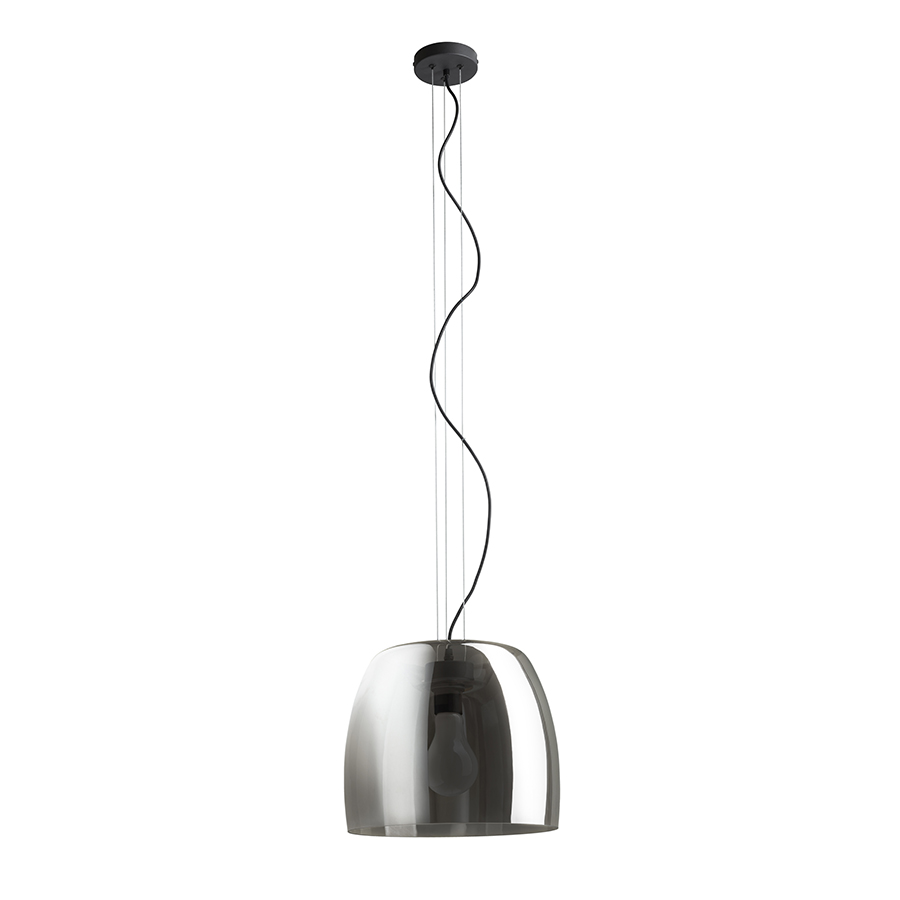 Pandantiv din sticlă de designer pentru o sursă de lumina LED cu baza E27, ORLANDO 35 suspendat afumată/negru 230V 24W