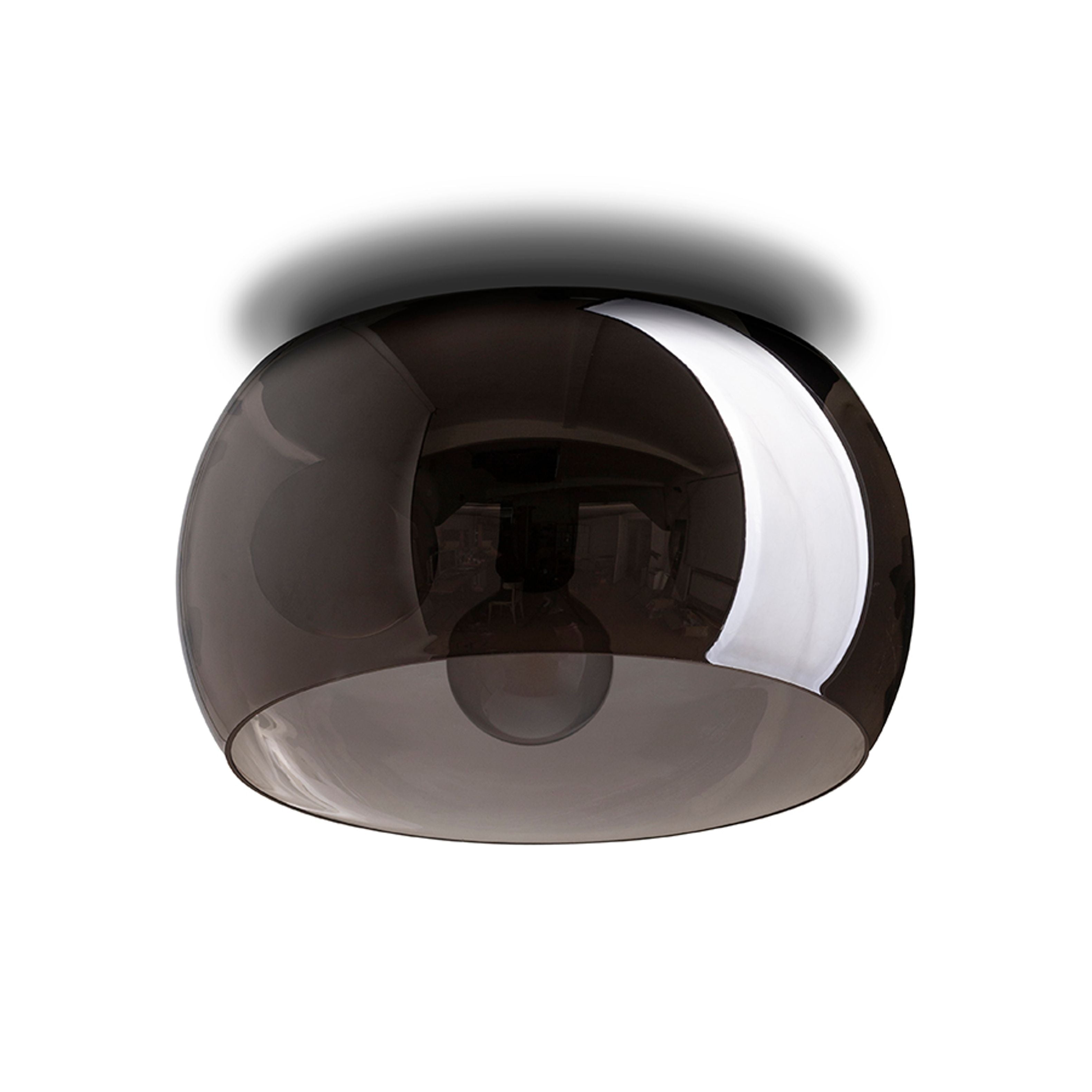 Plafonieră din sticlă in mai multe variante de culoare sticlă, cu soclu de plafon lăcuit negru, AMANDA de tavan mat afumată 230V LED E27 3x15W