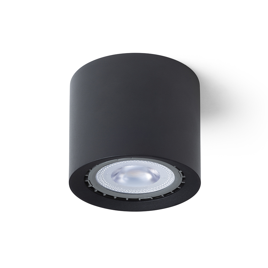Plafoniera cilindrica pentru surse de lumina LED GU10 pana la un diametru maxim de 111 mm, KAYAL de tavan negru 230V 9W