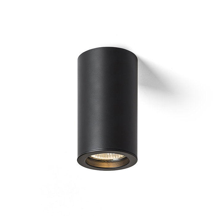 Corp de iluminat cilindric de tavan pentru bec cu halogen fără posibilitatea de înclinare, MOMA negru 230V LED GU10 9W
