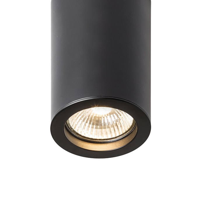 Corp de iluminat cilindric de tavan pentru bec cu halogen fără posibilitatea de înclinare, MOMA negru 230V LED GU10 9W