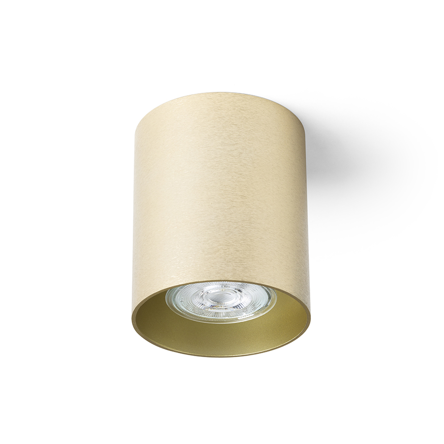 Corp de iluminat cilindru de tavan pentru becuri reflectorizante cu fasung GU10 fără înclinare, MANTOVA I alamă pieptănat 230V LED 7W