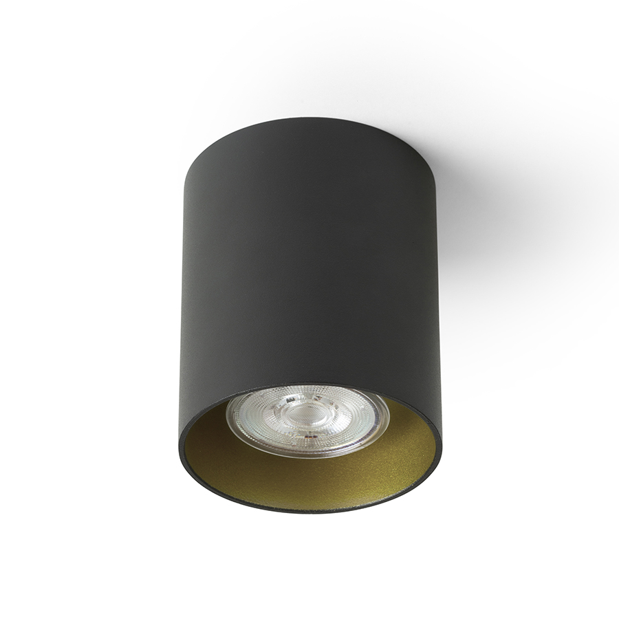 Corp de iluminat cilindru de tavan pentru becuri reflectorizante cu fasung GU10 fără înclinare, MANTOVA I negru/pearl aur 230V LED 7W