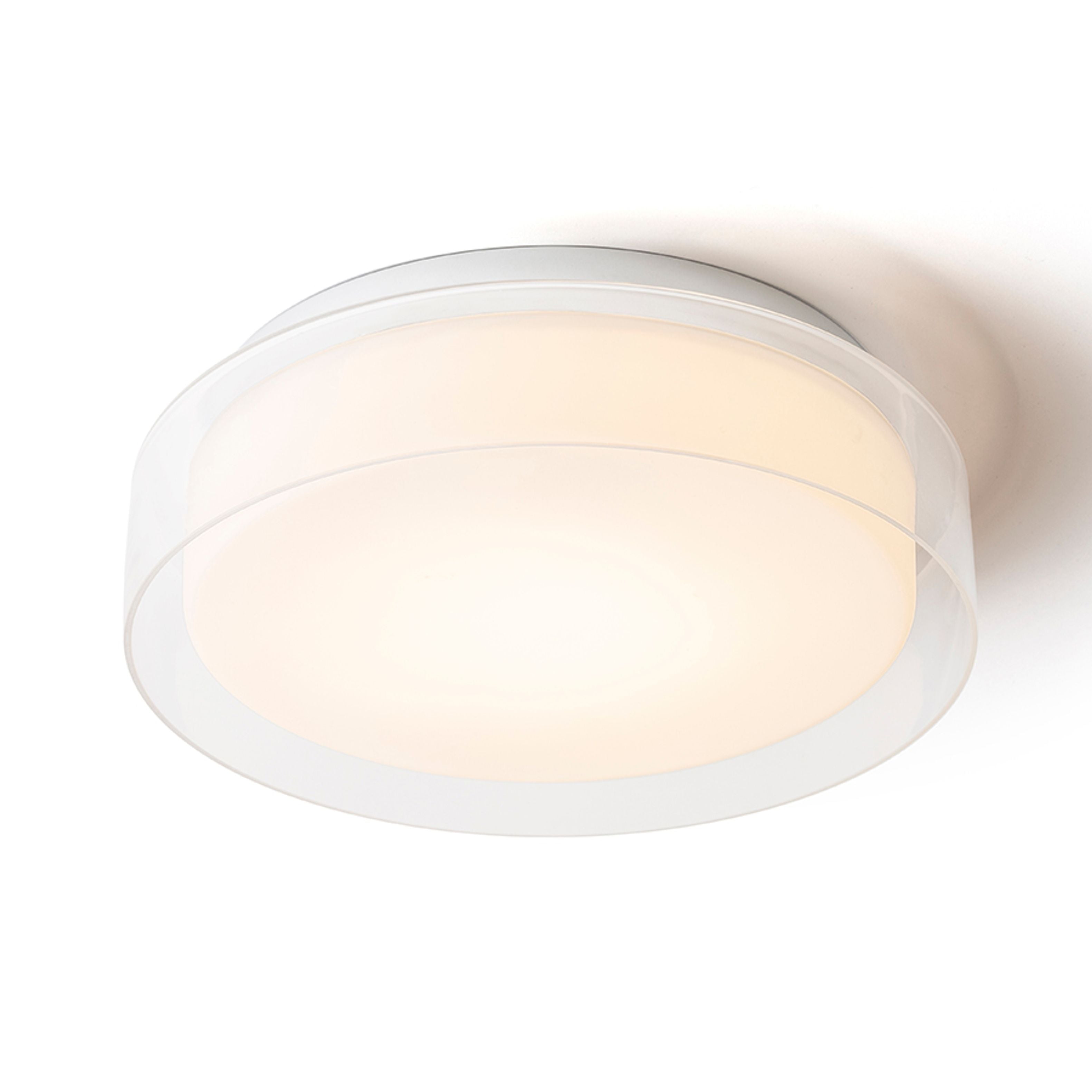 Plafoniera cu abajur combinat format din sticla transparenta exterioara si sticla interioara de, VENICE LED 30 de tavan sticlă transparentă/sticlă opal/crom 230V 12W IP44 3000K