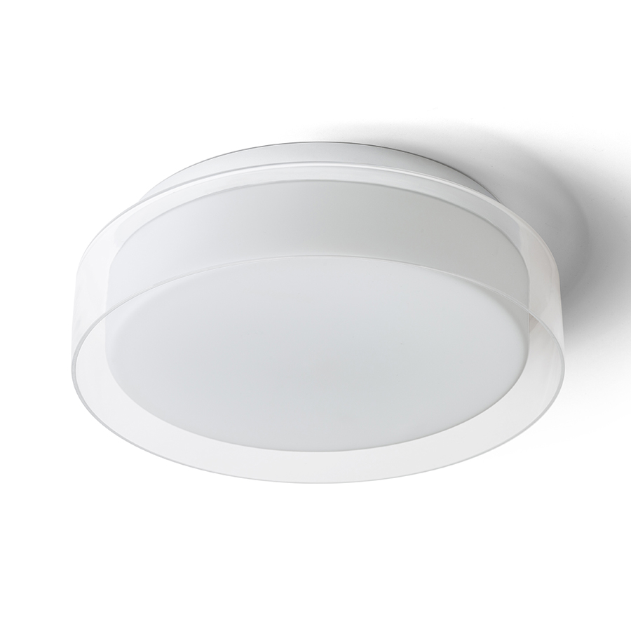 Plafoniera cu abajur combinat format din sticla transparenta exterioara si sticla interioara de, VENICE LED 30 de tavan sticlă transparentă/sticlă opal/crom 230V 12W IP44 3000K