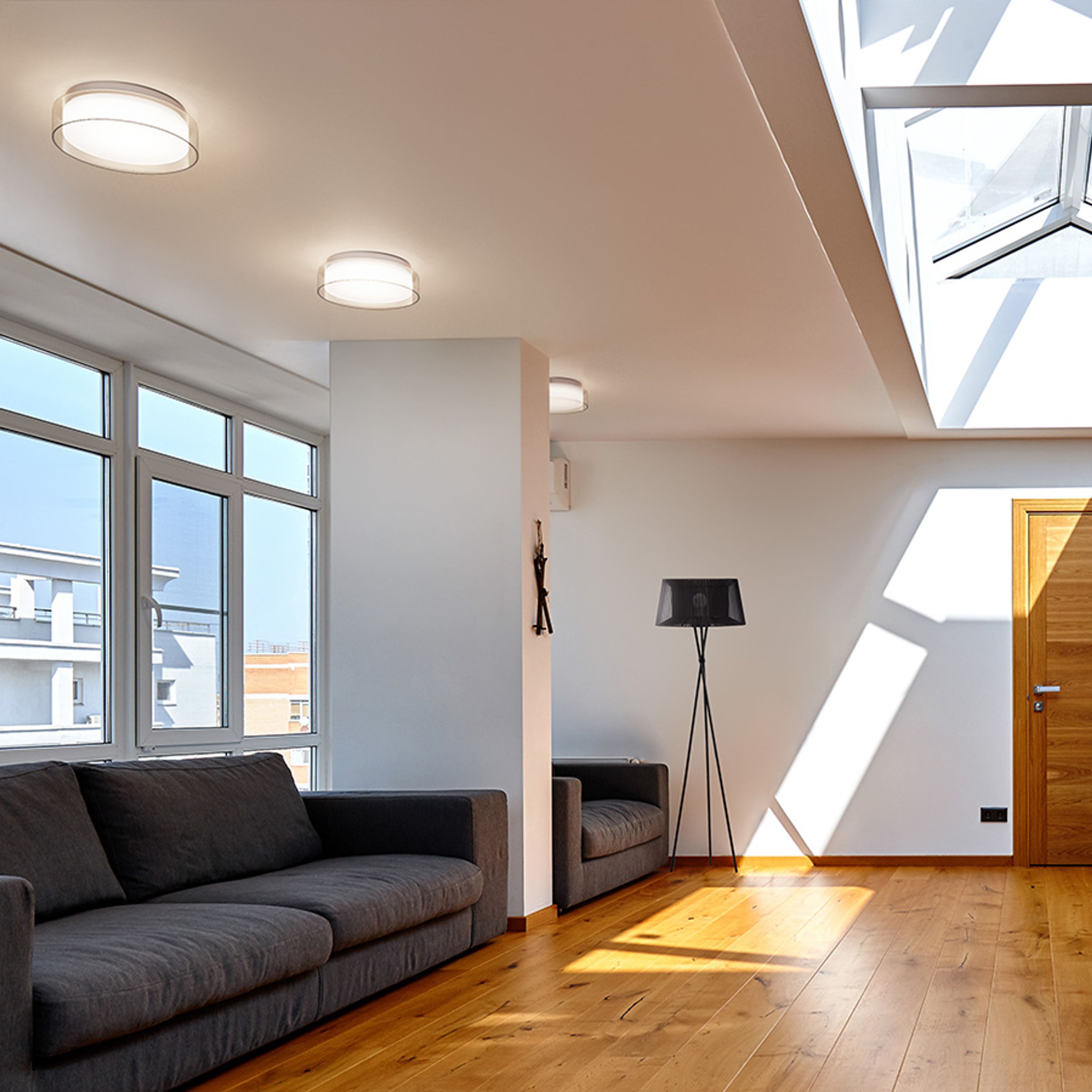 Plafoniera cu abajur combinat format din sticla transparenta exterioara si sticla interioara de, VENICE LED 30 de tavan sticlă transparentă/sticlă opal/crom 230V 12W IP44 3000K