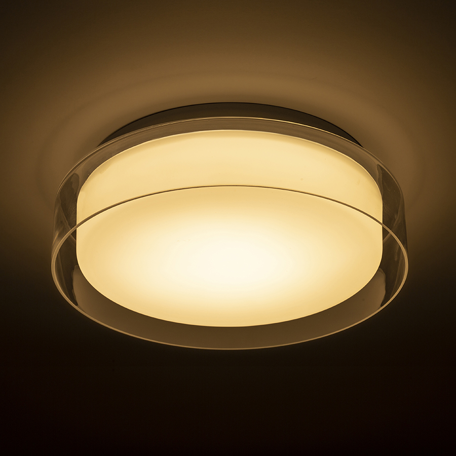 Plafoniera cu abajur combinat format din sticla transparenta exterioara si sticla interioara de VENICE LED 30, tavan, sticlă, transparentă/sticlă, opal/crom, 230V, 12W, IP44, 3000K