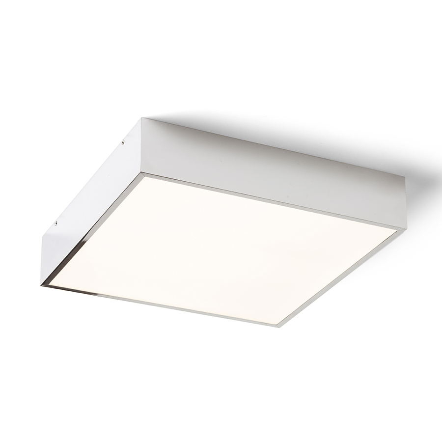Plafonieră cu LED pătrată potrivită pentru zonele umede, MERANO LED 30 de tavan crom/acrilică mată 230V 16W IP44 3000K