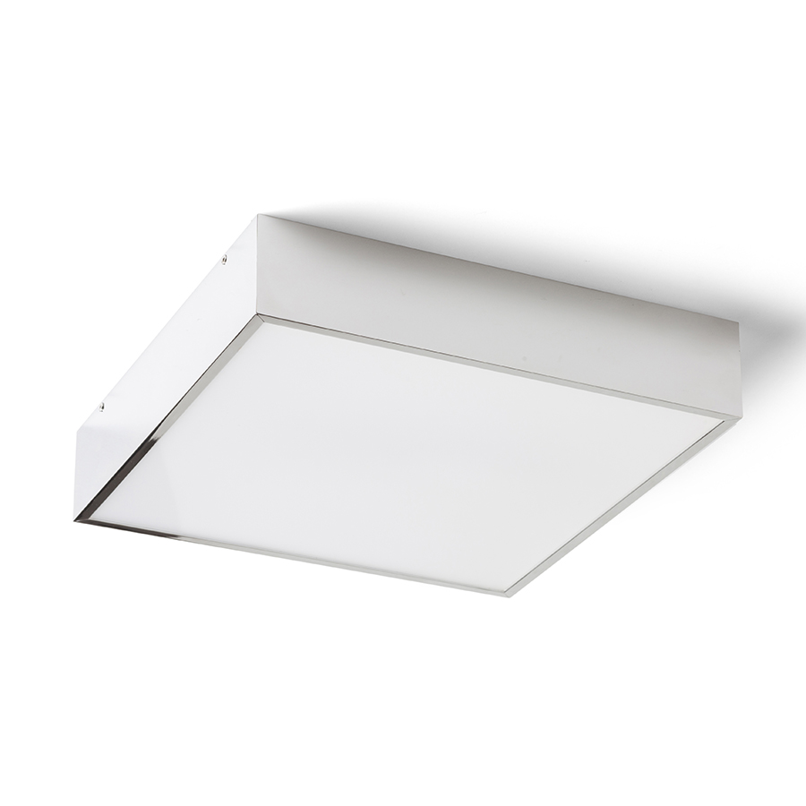 Plafonieră cu LED pătrată potrivită pentru zonele umede, MERANO LED 30 de tavan crom/acrilică mată 230V 16W IP44 3000K