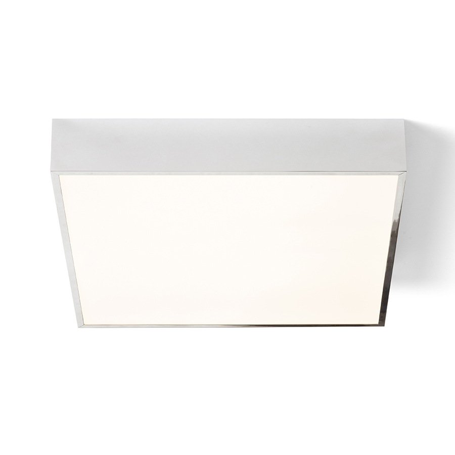 Plafonieră cu LED pătrată potrivită pentru zonele umede, MERANO LED 35 de tavan crom/acrilică mată 230V 24W IP44 3000K