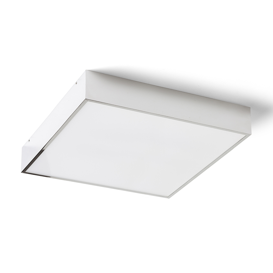 Plafonieră cu LED pătrată potrivită pentru zonele umede, MERANO LED 35 de tavan crom/acrilică mată 230V 24W IP44 3000K