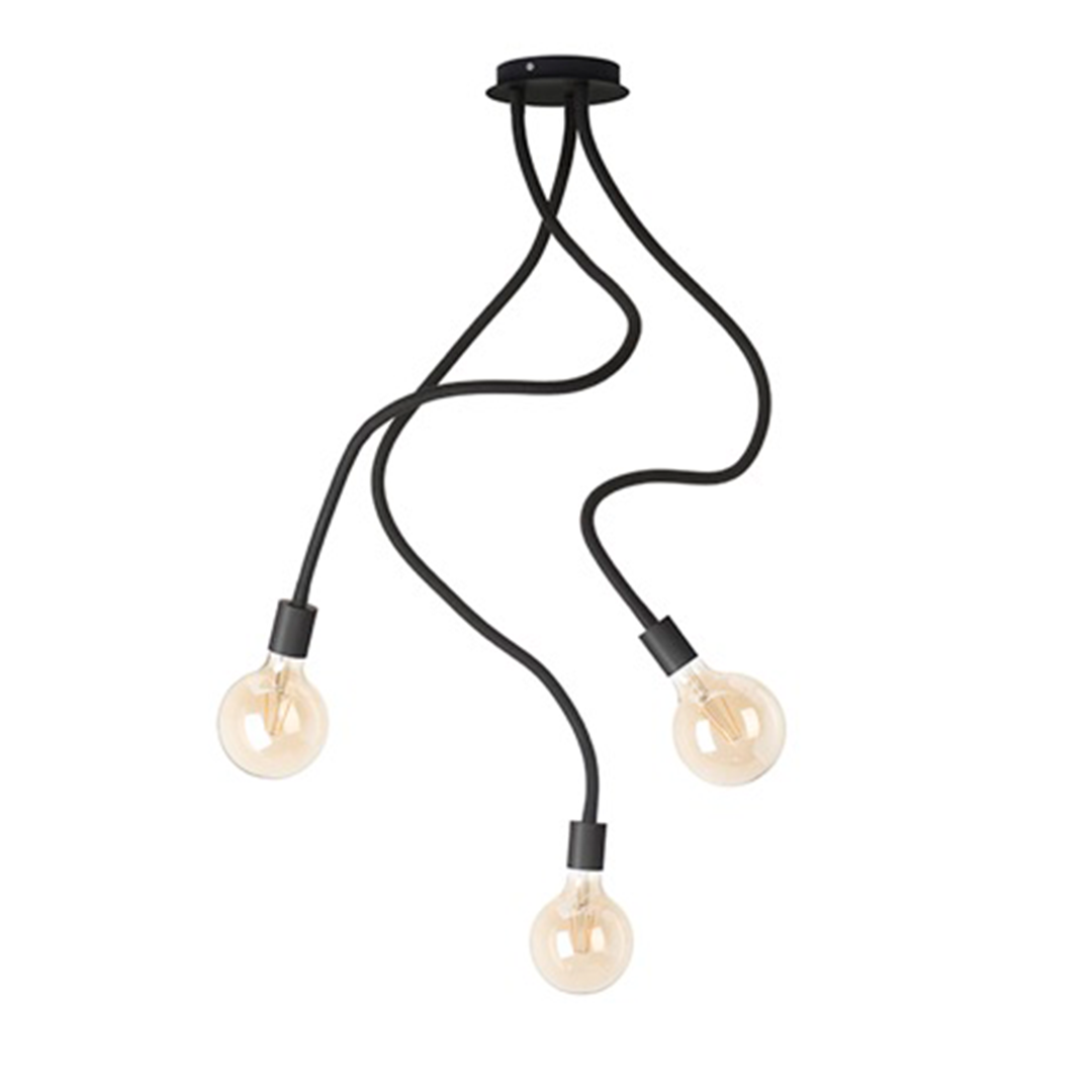Plafonieră cu trei brate tentacule acoperite de o carcasă de silicon reglabila in toate direcțiile, LOYD E27 III de tavan negru 230V LED 3x15W