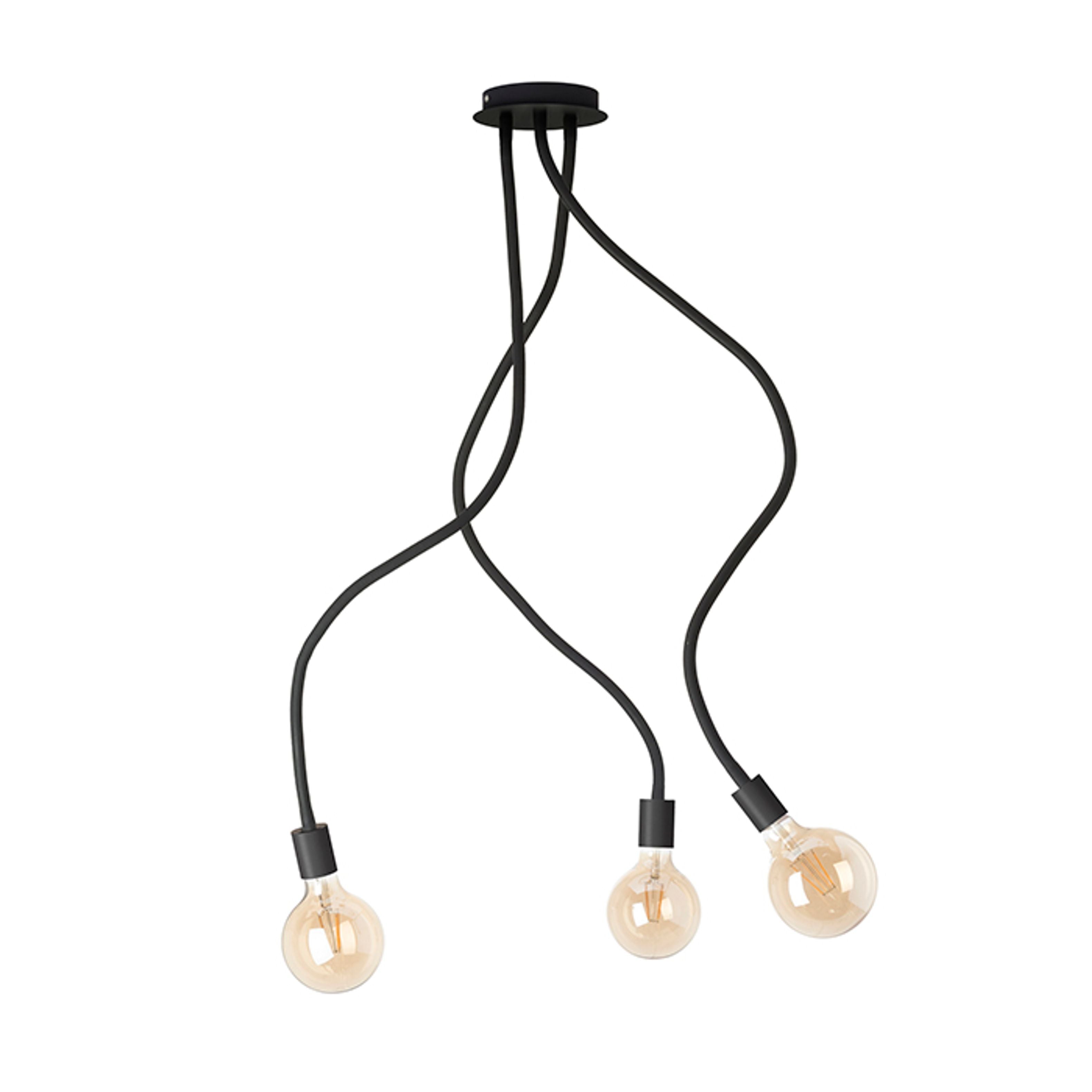 Plafonieră cu trei brate tentacule acoperite de o carcasă de silicon reglabila in toate direcțiile, LOYD E27 III de tavan negru 230V LED 3x15W