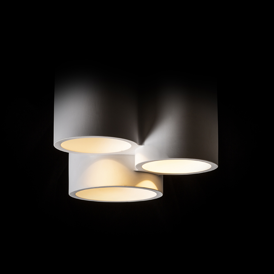 Plafoniera din ipsos cu soclu GU10 pentru surse de lumina LED de tavan GINA III, rigips, 230V, 3x5W