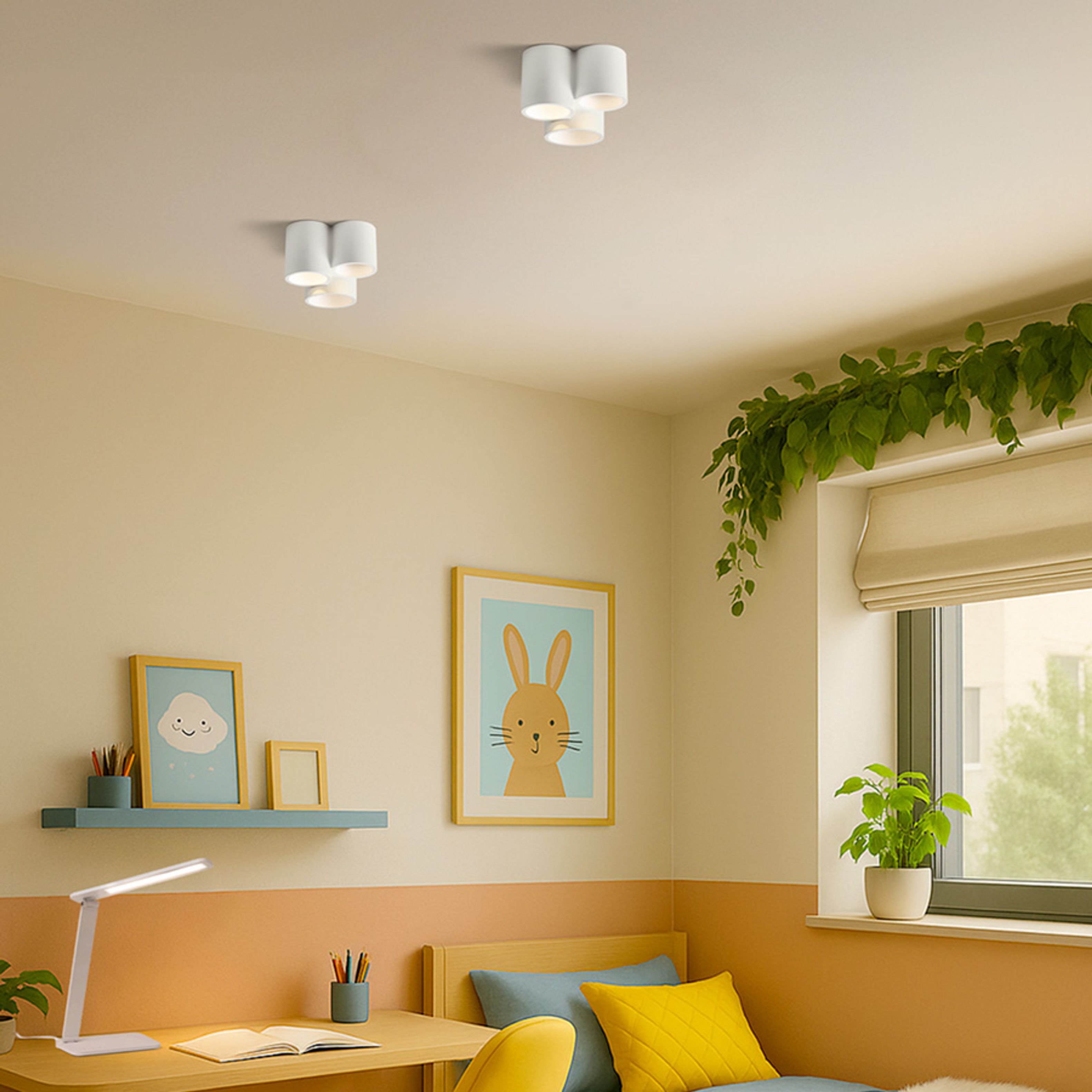 Plafoniera din ipsos cu soclu GU10 pentru surse de lumina LED, GINA III de tavan în rigips 230V 3x5W