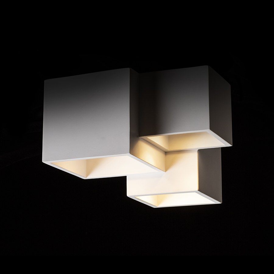 Plafoniera din ipsos cu soclu GU10 pentru surse de lumina LED, JACK III de tavan în rigips 230V 3x5W