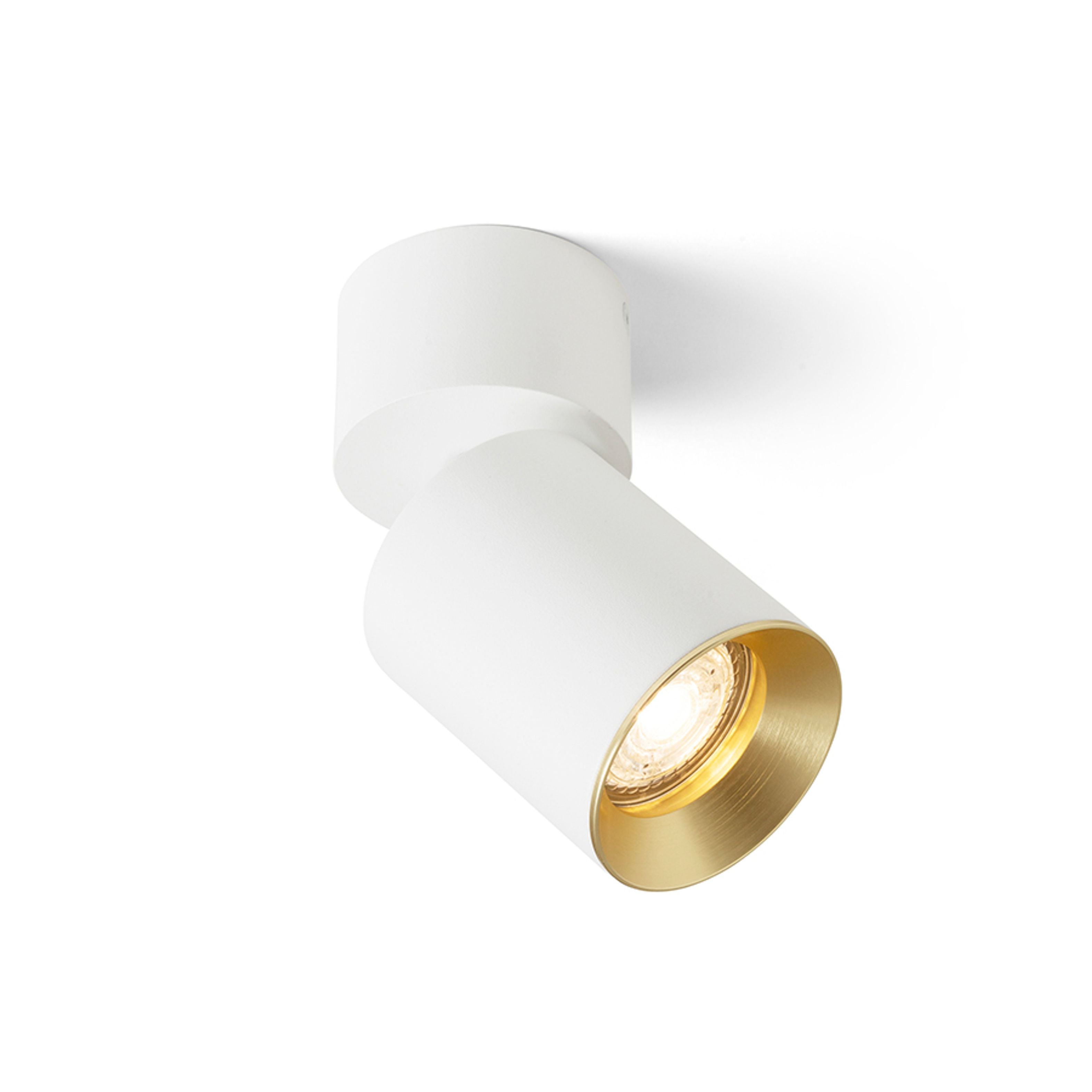 Plafoniera cilindrică directionala, cu soclu GU10 pentru surse de lumina LED, inclusiv o nuanță, DARIO de tavan alb alamă pieptănat 230V LED 9W