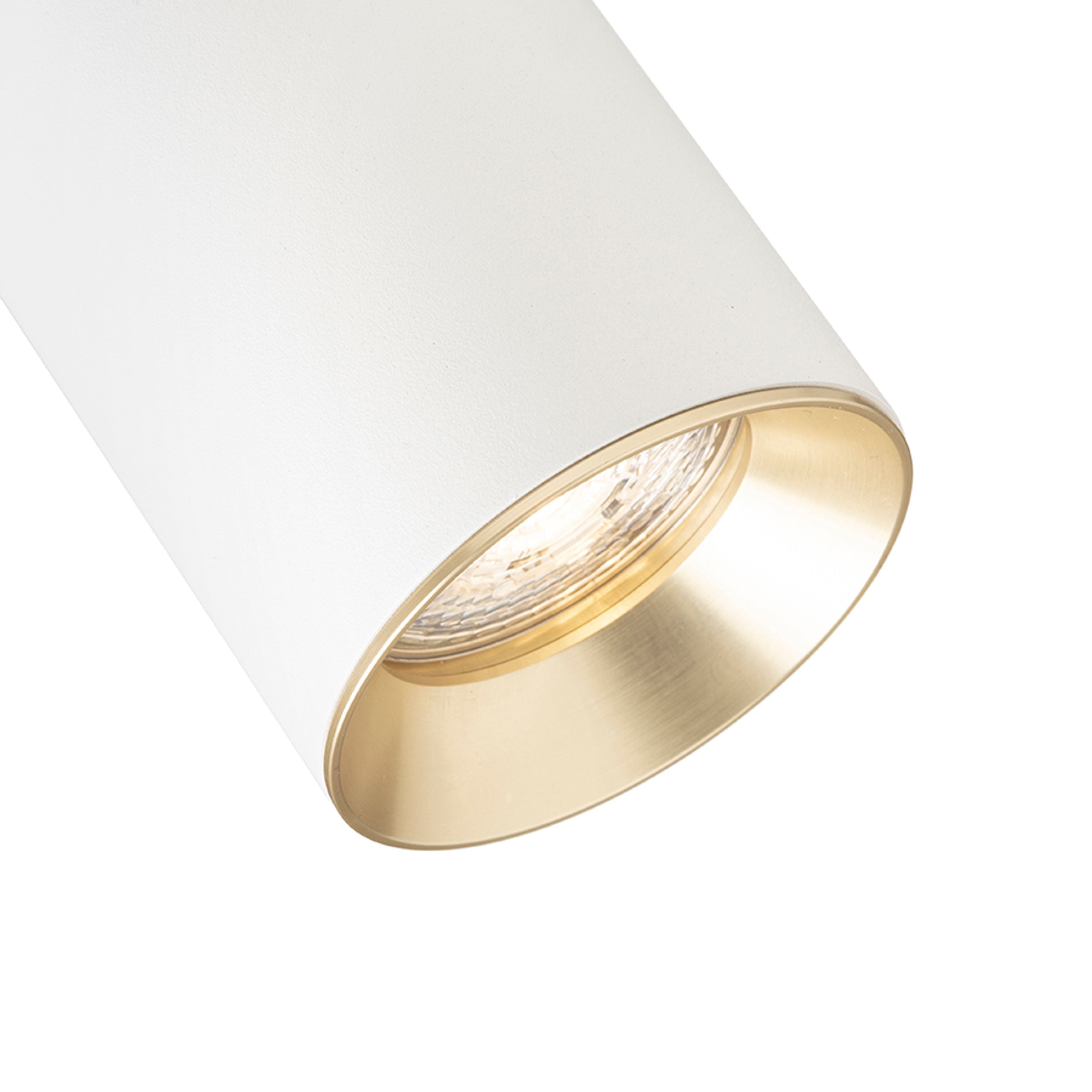 Plafoniera cilindrică directionala, cu soclu GU10 pentru surse de lumina LED, inclusiv o nuanță, DARIO de tavan alb alamă pieptănat 230V LED 9W