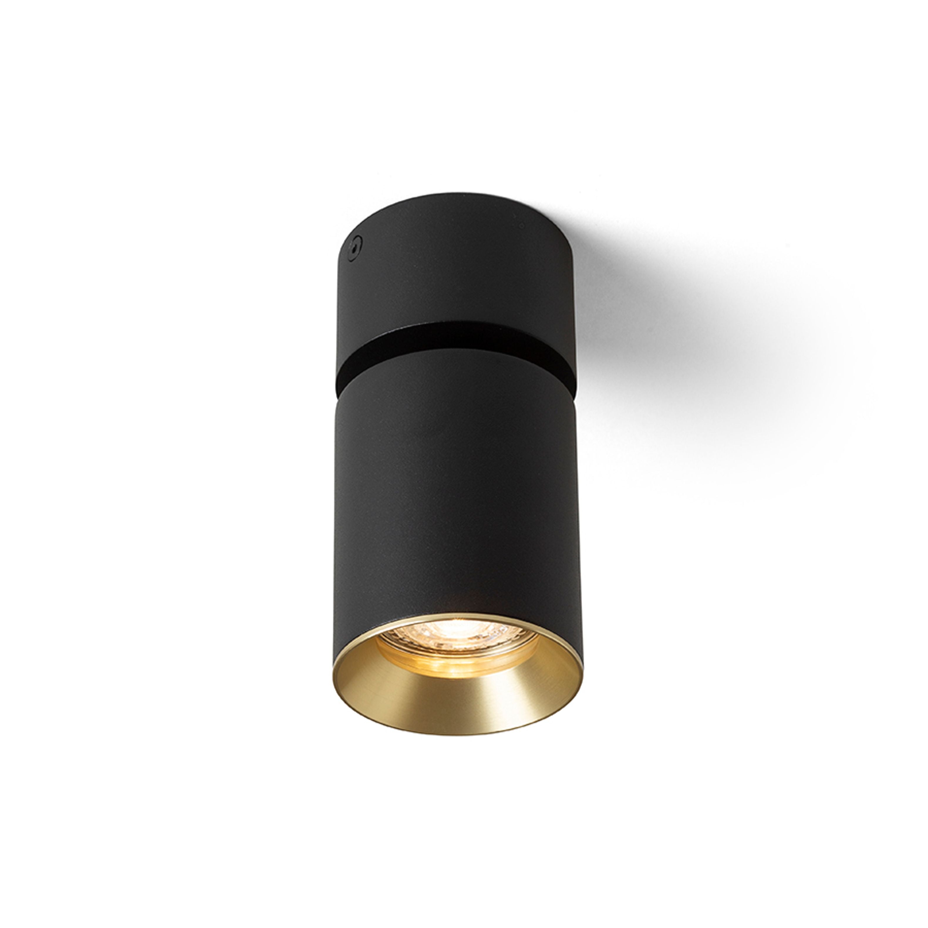 Plafoniera cilindrică directionala, cu soclu GU10 pentru surse de lumina LED, inclusiv o nuanță, DARIO de tavan negru alamă pieptănat 230V LED 9W