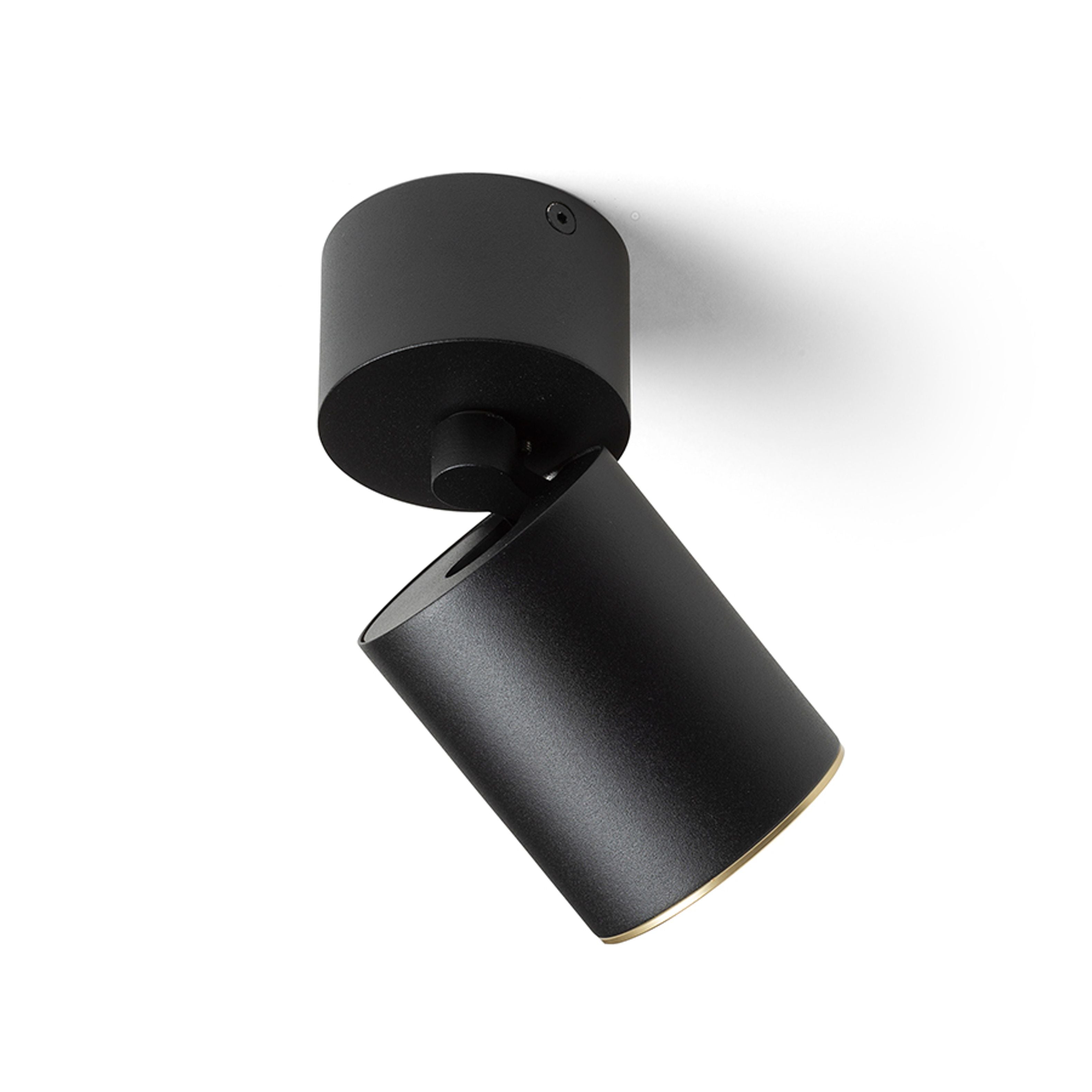 Plafoniera cilindrică directionala, cu soclu GU10 pentru surse de lumina LED, inclusiv o nuanță, DARIO de tavan negru alamă pieptănat 230V LED 9W