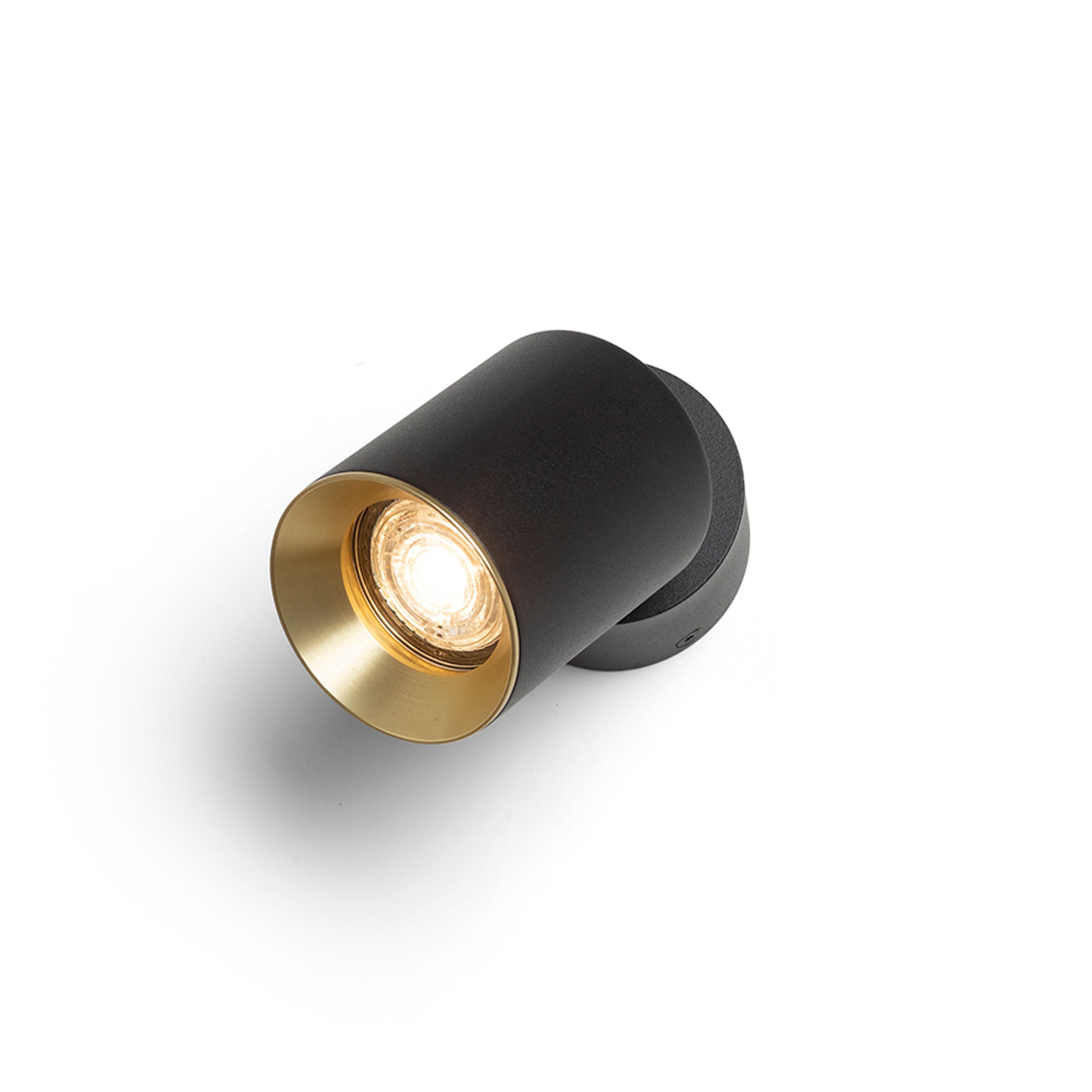 Plafoniera cilindrică directionala, cu soclu GU10 pentru surse de lumina LED, inclusiv o nuanță, DARIO de tavan negru alamă pieptănat 230V LED 9W