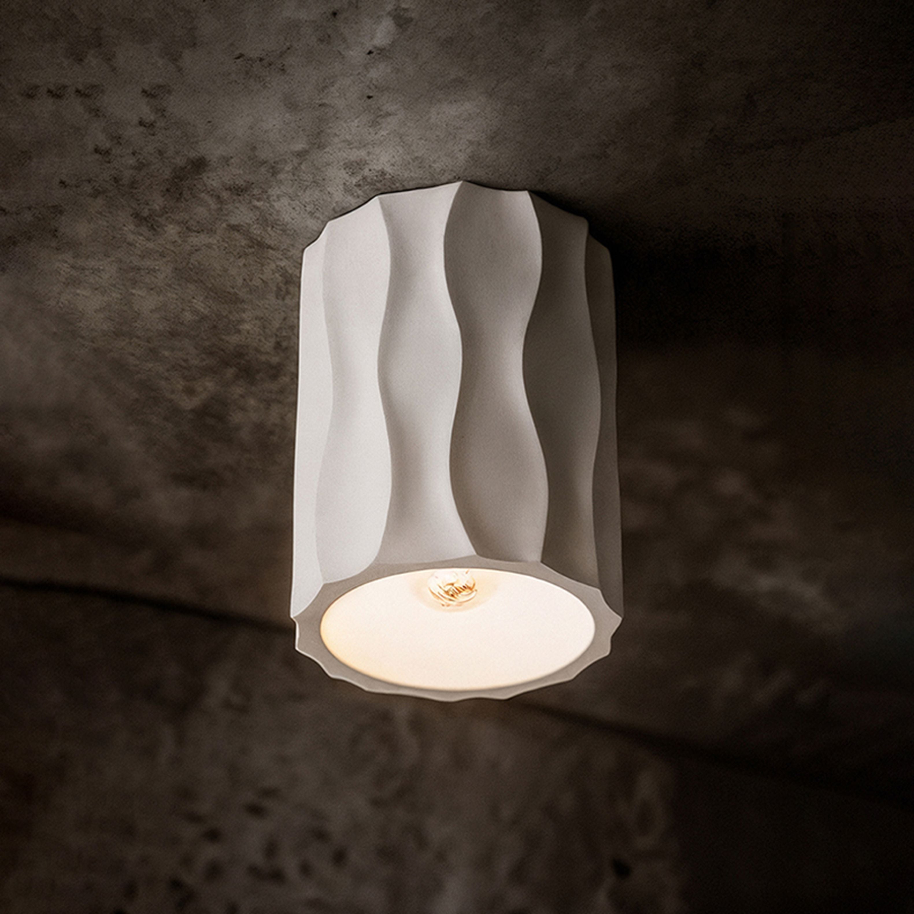 Plafoniera din ipsos cu o suprafata texturata cu model ondulat, pentru surse de lumina LED cu baza, ANGELINA de tavan în rigips 230V E27 15W