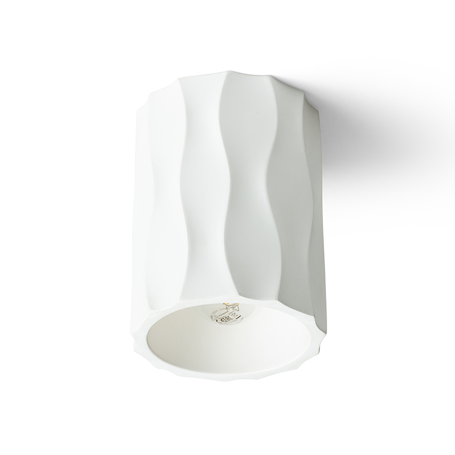 Plafoniera din ipsos cu o suprafata texturata cu model ondulat, pentru surse de lumina LED cu baza, ANGELINA de tavan în rigips 230V E27 15W