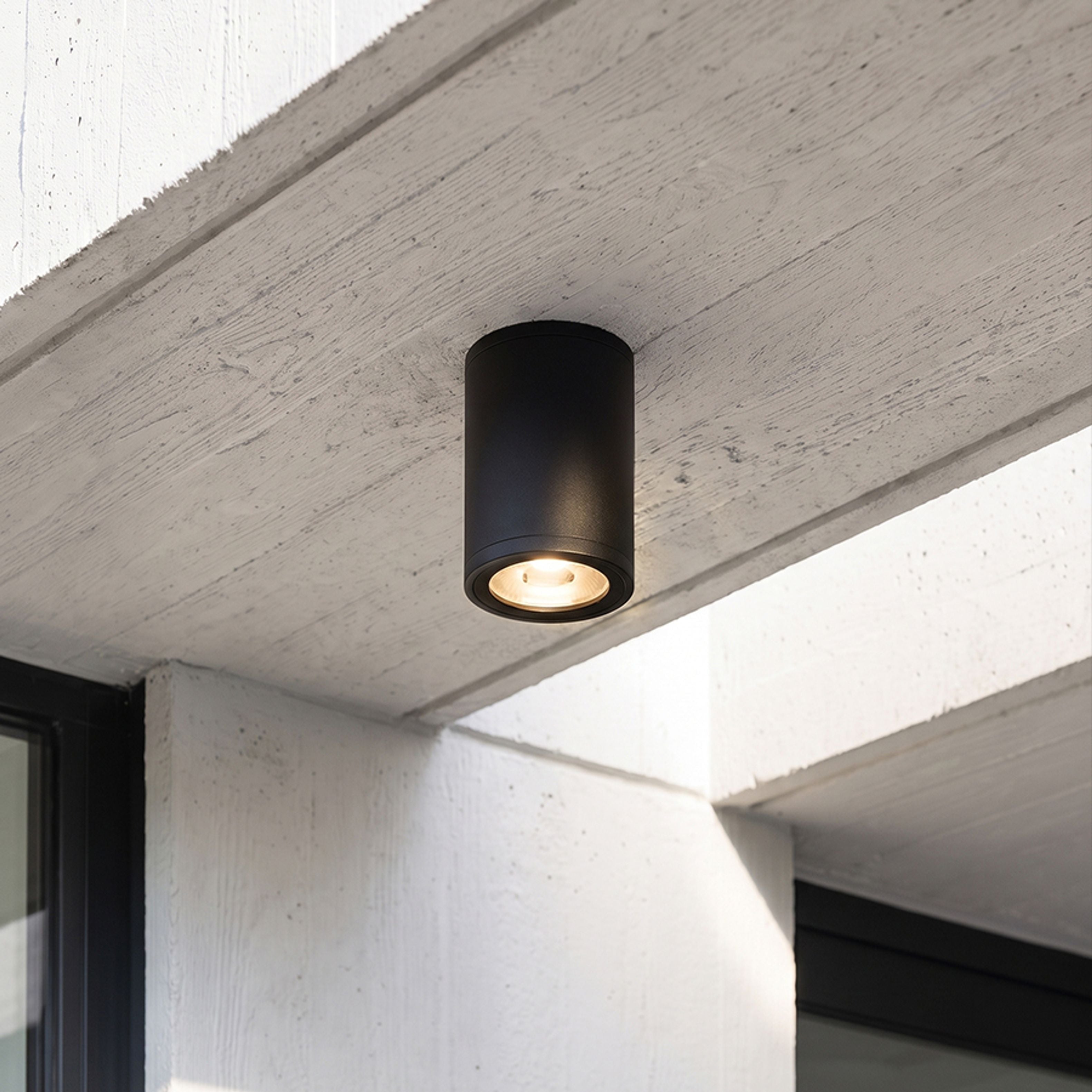 Plafonieră cilindrică cu LED, potrivită atât pentru exterior cât și pentru interior, KORNELIA 5 de tavan negru 230V LED 3W IP65 3000K