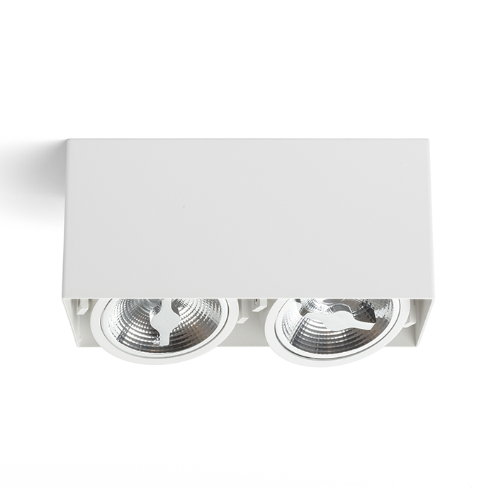 Plafoniera lăcuită cu LED încorporat care poate fi înclinată pe două axe de tavan JAMES II DIMM, alb, mat, 230V, 2x15W, 24°, 3000K